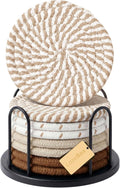 Woven Drink Coaster Set with Holder